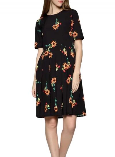 Oasap Women's Stylish Floral Print A-line Midi Dress