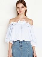 Oasap Off The Shoulder Lantern Sleeve Blouse