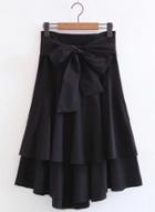 Oasap Solid Bowknot Front Ruffle Loose Skirt