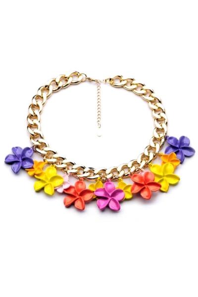Oasap Golden Chain Floral Necklace