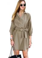 Oasap Fashion Long Sleeve Office Dress With Belt
