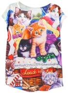 Oasap Women's Fashion Cat Print Short Sleeve Pullover Tee