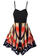 Oasap Spaghetti Strap Sleeveless Butterfly Print Lace Up Dress