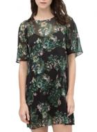 Oasap Women Floral Print Round Neck Keyhole Back Dress With Lining