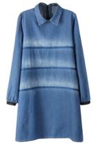 Oasap Casual Street Blue Mini Shift Denim Dress