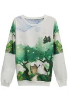 Oasap Cartoon Pattern O Neck Sweatshirt