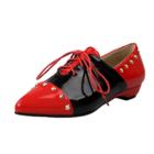 Oasap Pointed Toe Color Block Lace Up Shoes With Rivet