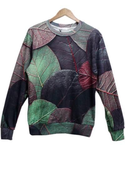 Oasap Lifelike Leaf Sweatshirt