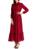 Oasap Women's Long Sleeve Flounce Hem Maxi Evening Dress