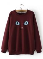 Oasap Round Neck Long Sleeve Printed Thicken Sweatshirt