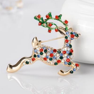 Oasap Sequins Decoration Reindeer Patterned Brooch Accessory