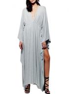Oasap Women's Deep V Drawstring Wasit Batwing Sleeve Asymmetric Dress