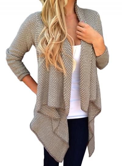 Oasap Women's Long Sleeve Draped Open Front Asymmetrical Knitted Cardigan