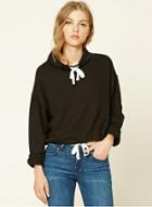 Oasap Loose Lace-up Short Sweatshirt