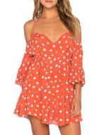 Oasap Women's Color Block Polka Dot Print Spaghetti Strap Dress