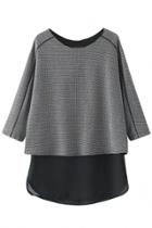 Oasap Mock 2 Pcs Grey Black Blouse