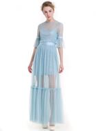 Oasap Half Sleeve Polka Dots Maxi Evening Dress