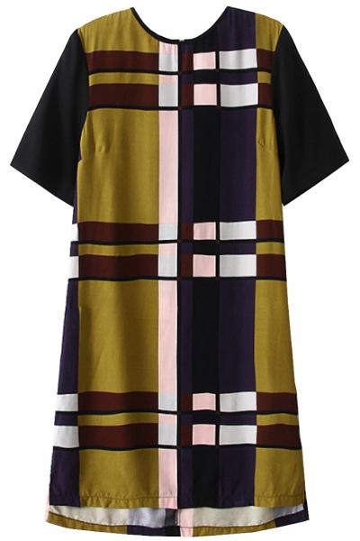 Oasap Casual Color-blocked Mini Shift Dress