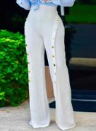Oasap High Waist Double Breasted Slit Wide-leg Pants