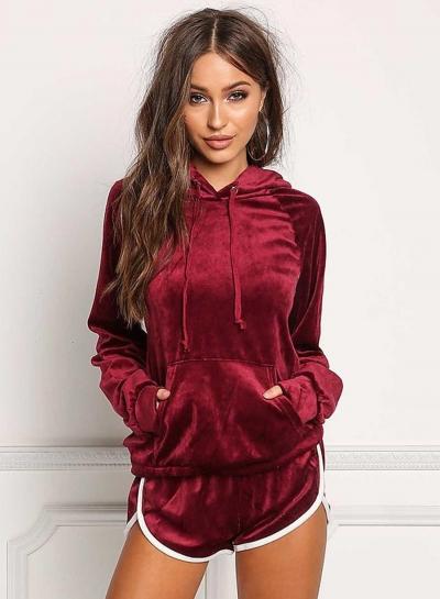 Oasap Fashion Hoodie Shorts 2 Piece Sports Set