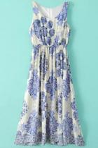Oasap Floral Hight Waist Midi Dress