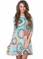 Oasap Ornate Printed Loose Fit Pullover Dress