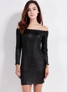Oasap Women's Off The Shoulder Sequin Mini Dress