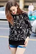 Oasap Unique Portrait Print Long Sleeve Hoodie