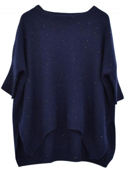 Oasap Women's Dot Print Side Slit Asymmetric Pullover Knit Sweater