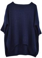 Oasap Women's Dot Print Side Slit Asymmetric Pullover Knit Sweater