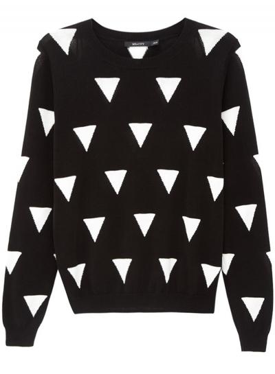 Oasap Women's Color Block Geo Print Knit Sweater