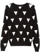 Oasap Women's Color Block Geo Print Knit Sweater