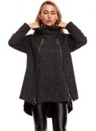 Oasap High Neck Long Sleeve Oblique Zip Coat