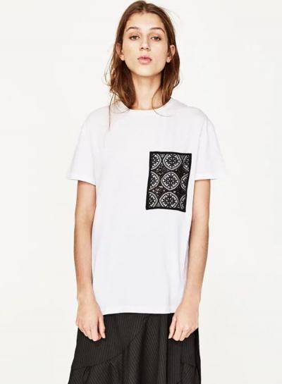 Oasap Vintage White Printing Loose Tee Shirt