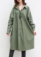 Oasap Fashion Letter Printed Loose Fit Button Down Coat