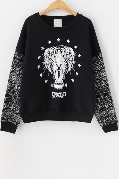 Oasap Tiger Fleece Sweatshirt