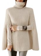 Oasap Women's Casual High Neck Knitted Cloak Pullover Sweater