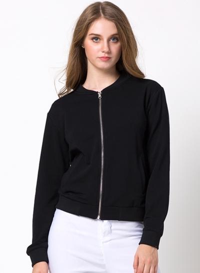 Oasap Fashion Zip Up Solid Baseball Jacket