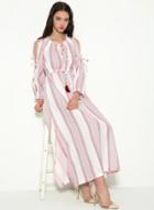 Oasap Boho Off The Shoulder Long Sleeve Maxi Dress