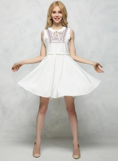 Oasap Casual Sleeveless Tie Waist A-line Dress