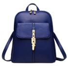 Oasap Solid Color Pu Leather Hasp Backpack