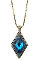 Oasap Vintage Blue Fake Diamond Woman Necklace