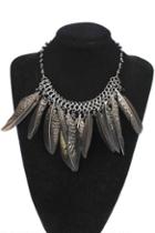 Oasap Feather Pendant Necklace With Waving Chain