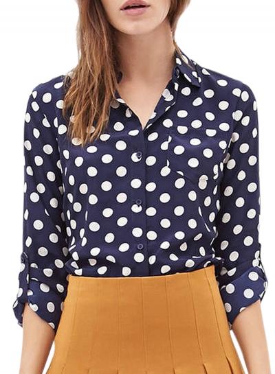 Oasap Women's Vintage Polka Dot Print Chiffon Shirt