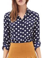 Oasap Women's Vintage Polka Dot Print Chiffon Shirt