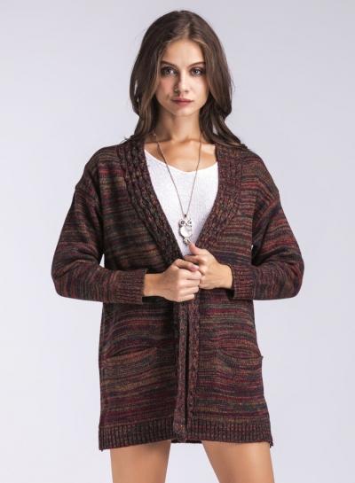 Oasap V Neck Long Sleeve Open Front Cardigan