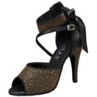 Oasap Peep Toe High Heels Color Block Strap Latin Dance Shoes