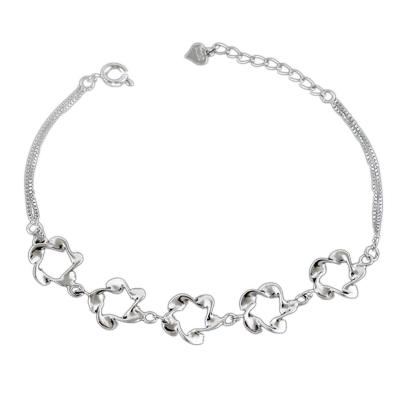 Oasap 925 Sterling Silver Adjustable Plum Blossom Bracelet