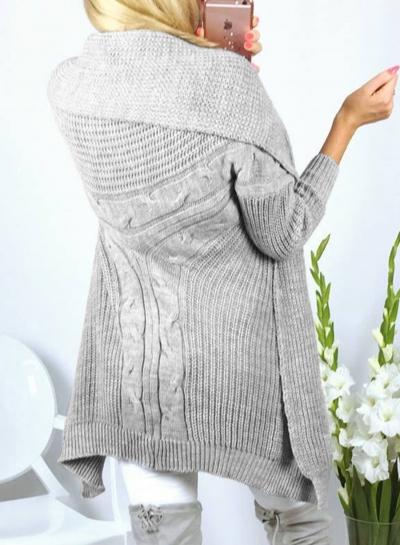 Oasap Striped Pattern Ribbed Knit Cardigan