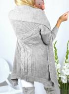 Oasap Striped Pattern Ribbed Knit Cardigan